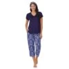 Women's Cuddl Duds 3-pc. V-Neck Pajama Top, Pajama Capri Pants & Headband Sleep Set 2 Women's Cuddl Duds 3-pc. V-Neck Pajama Top, Pajama Capri Pants & Headband Sleep Set -Cuddl Duds Shop 6050272 Indigo Ikat Geo